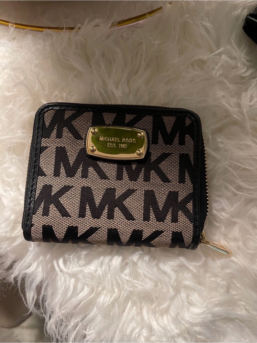 Michael Kors Black MK Zip Around Wallet